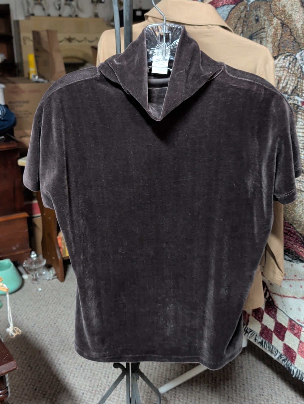 Talbots Short-Sleeve Velvet Turtleneck — Dark Brown